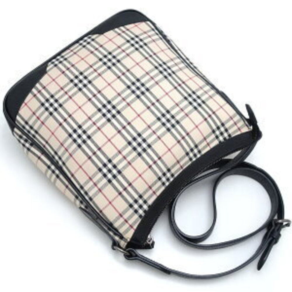 Burberry Nova Check Shoulder Bag Beige Tan Black Leather - Picture 3 of 9